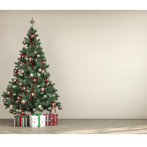 24 Pcs Velvet Burgundy Christmas Tree Bows - Premium Holiday Decor