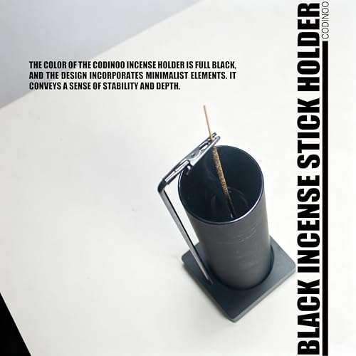 CODINOO Modern Upside Down Incense Holder with Glass Ash Catcher - Black