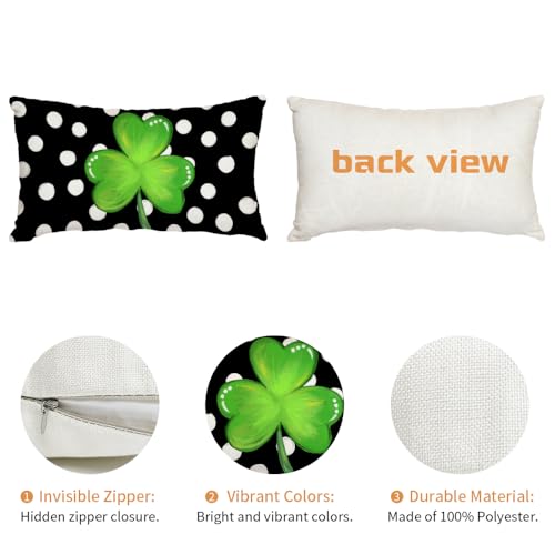 St. Patrick's Day Lumbar Pillow Cover 12x20 Inch - Green Shamrock
