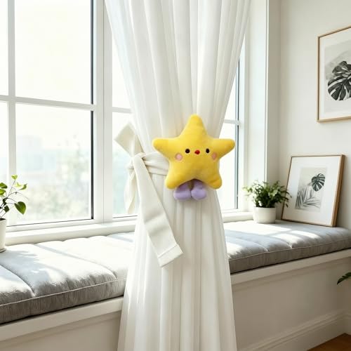 YGNNIU 2 Pack Cartoon Star Curtain Tiebacks for Kids Rooms