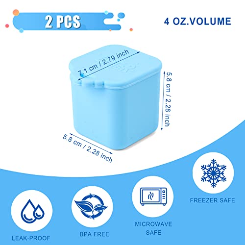 LUTER 4oz Dip Containers for Lunch Boxes - Blue & Green Silicone Set of 2