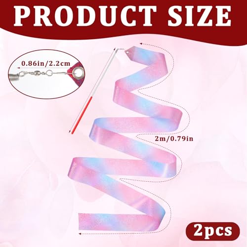 2 Pcs Sparkling Dance Ribbons for Kids - Gymnastics Training Set