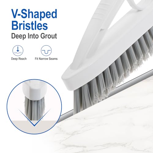 YUOILHY 3-Pack V-Shaped Grout Cleaner Brush Set - Stiff Nylon Bristles for Tile, Shower & Floor Cleaning