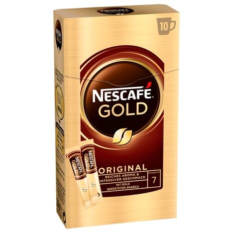 Nescafe Gold Instant Coffee - Rich Aroma, Convenient 10 Stick Pack for On-the-Go Enjoyment