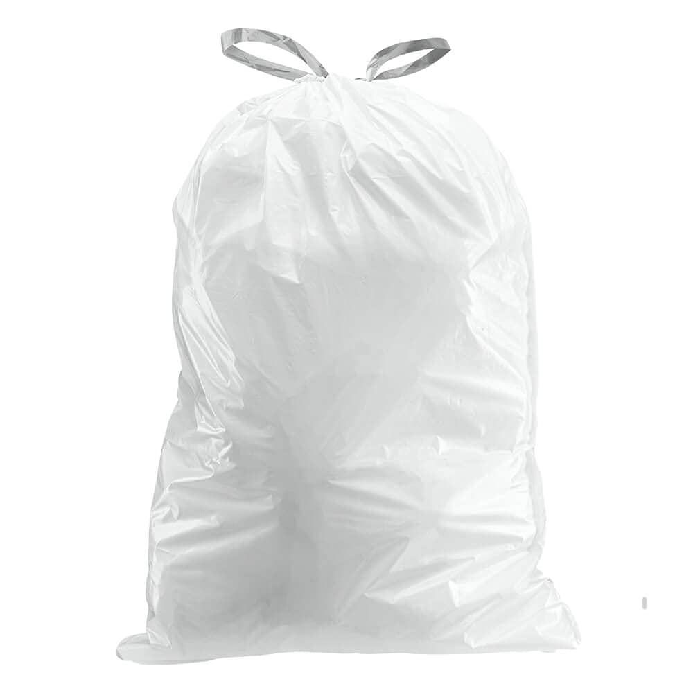 Plasticplace Custom Fit Trash Bags, Compatible with simplehuman Code U (100 Count) White Drawstring Garbage Liners 14.5-21 Gallon/ 55-80 Liter 26.5" x 32"