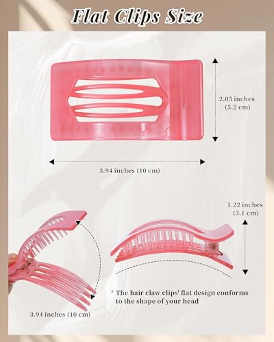 Mesovor 6 Pack Flat Claw Clips for Thick & Thin Hair 3.94 Inch