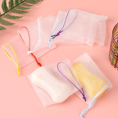Mozeat Lens 20 PCS Exfoliating Mesh Soap Saver Pouch Bag with Drawstring