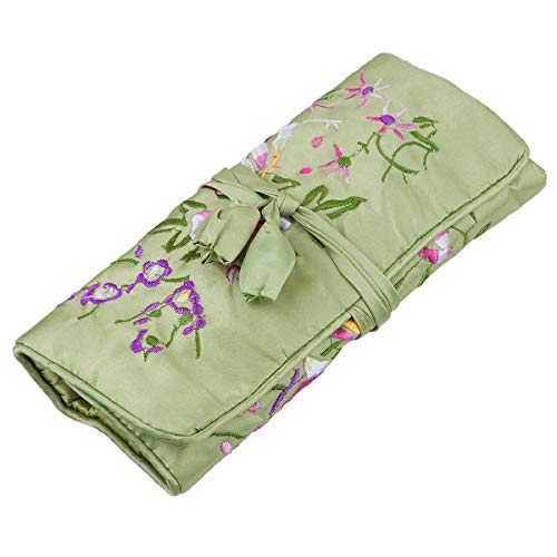 TUMBEELLUWA Embroidered Travel Jewelry Bag Organizer with Tie Closure