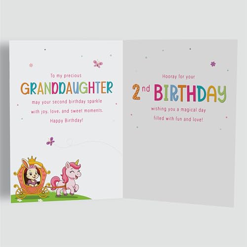 Princess Unicorn 2nd Birthday Card for Granddaughter
