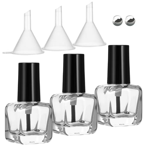 Sibba Empty Nail Polish Bottles with Brush and Funnel - 5ml Clear Glass Container for DIY Nail Art and Samples