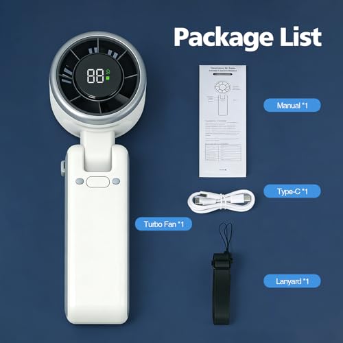 IGRARK Portable Handheld Turbo Fan - White, 3-in-1 Adjustable Cooling