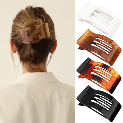 VELSCRUN Flat Hair Claw Clips - Matte Large Non-Slip Side Hair Clip