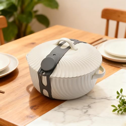 Lantellex 3-Pack Silicone Latch Straps for Slow Cooker Lids - Black/White/Gray