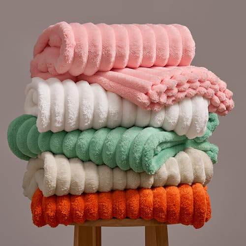 Joiedomi White Twin Blanket - Soft & Warm Fleece Throw 60x80