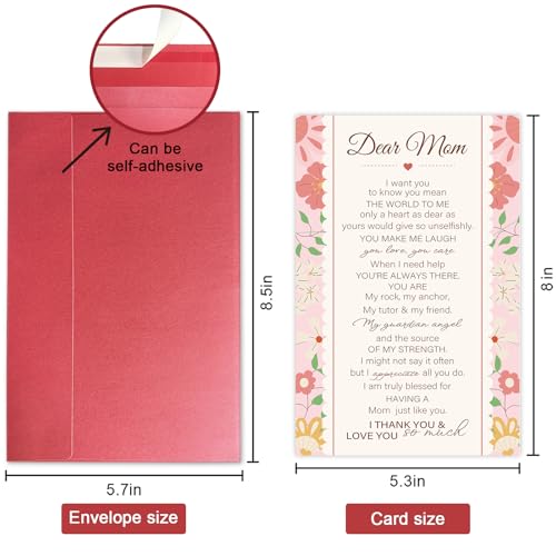 Heartfelt Mom Birthday Card from Son or Daughter - Elegant Design