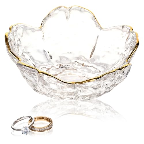 Ouligay Flower Jewelry Ring Dish - Elegant Glass Trinket Tray