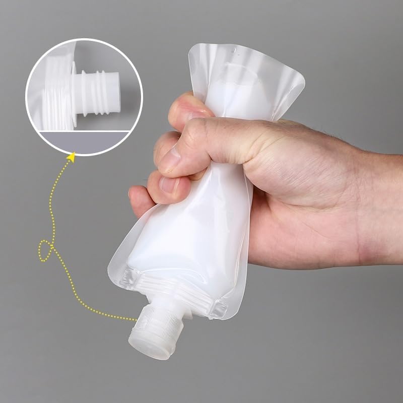 10-Pack 30ml Refillable Travel Toiletry Pouches, Leak-Proof Squeeze Bags