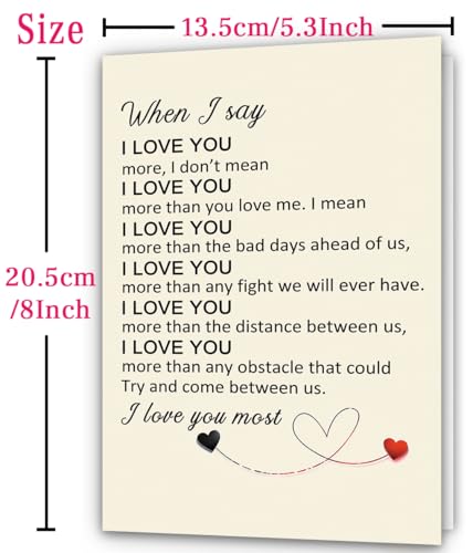 ATTLVV WX-365 I Love You More Romantic Greeting Card for Him & Her - Anniversary, Birthday, Just Because