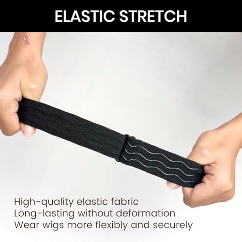 Jozlynn Adjustable Elastic Wig Band with Hooks 3-Pack Black No-Slip Strap