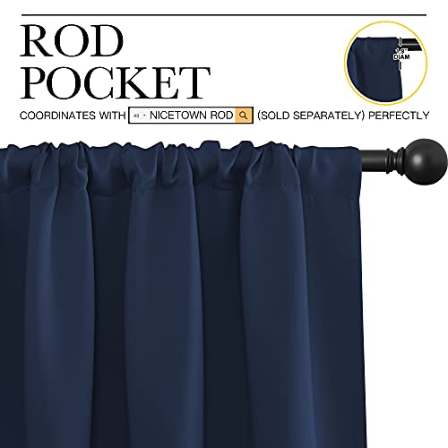 NICETOWN Navy Blue Blackout Curtains - Thermal Insulated Drapes, 42x72 inches