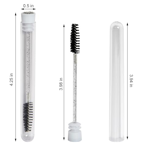 Diamond Eyelash Spoolie Brushes Set with Reusable Tubes, 10 Pack