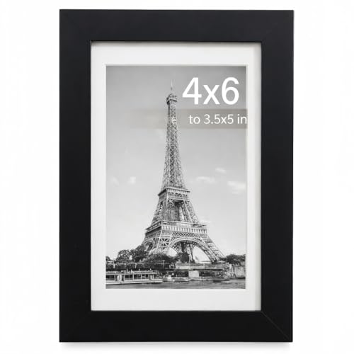 LunaFryndge 4x6 Picture Frame - Black Plastic, Wall & Tabletop Display