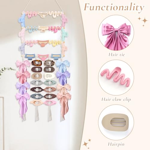 SNOWSTAR Macrame Hair Claw Clip Organizer Wall Storage for Women & Girls