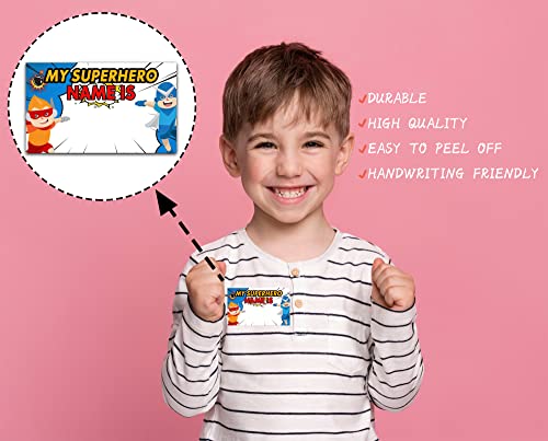 Superhero Name Game Party Activity Set with Sign and Stickers