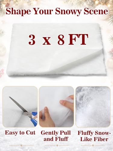 4 Pack Fluffy Fake Snow Blankets for Christmas Decorations - 3x8 Ft, Variation 4