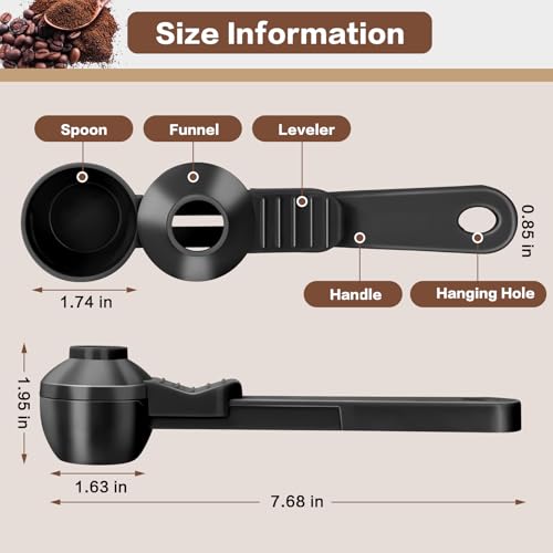 TIMEACT 2-in-1 Coffee Scoop with Funnel, 2 Tbsp Measuring Spoon - Black
