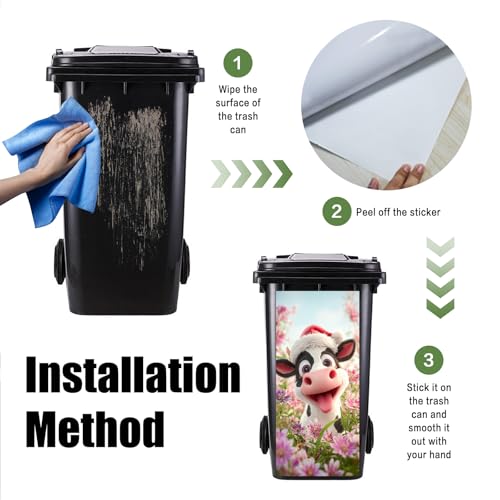 Funny Cow Floral Garbage Can Sticker Decal - 14.57x32.28 in