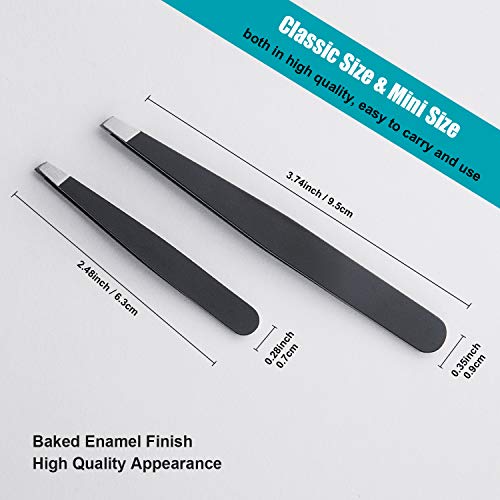 LePinko 2-Piece Stainless Steel Slant Tweezers Set for Precision Hair Plucking