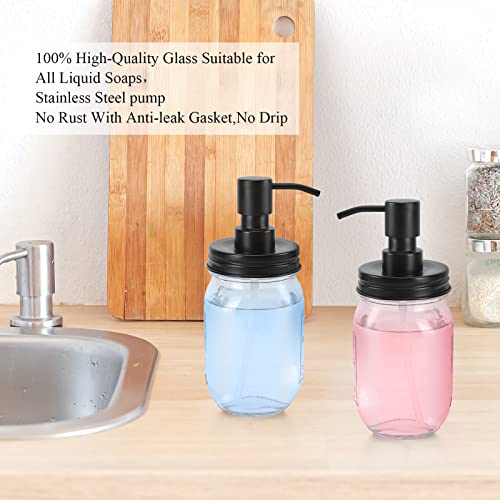 Mason Jar Soap Dispenser - 16oz Black Stainless Steel - Ideal for Kitchen & Bathroom