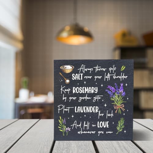 VIYZZX Funny Halloween Kitchen Decor Black Wood Block Sign - Practical Magic W