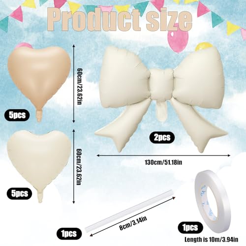 Elegant Cream Heart Balloon Set - 12-Piece for Weddings & Parties