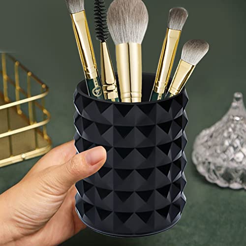 Funtygy Black Acrylic Makeup Brush Holder - Modern Vanity Organizer