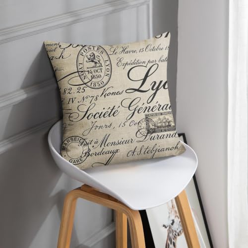 Emvency 18x18 Inch Paris French Script Throw Pillow Cover