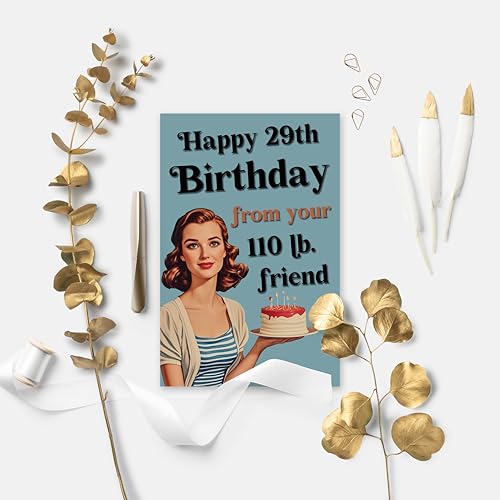 Funny 29th Birthday Joke Card for Women - Retro Humorous Greeting Card