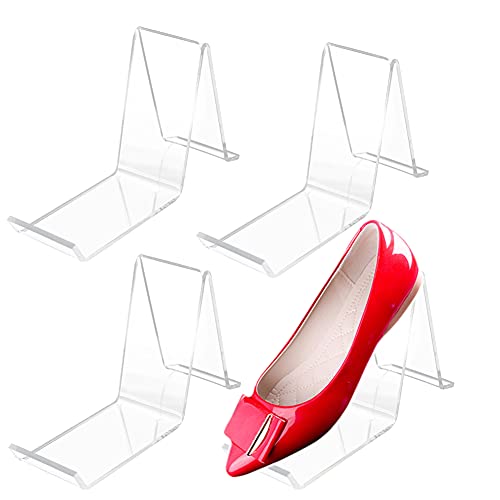 Wresty Clear Acrylic Shoe Display Stands - 4-Pack Retail Shoe Holders