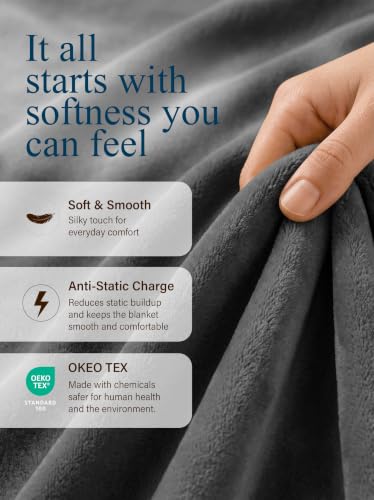 Utopia Bedding Twin Size Fleece Bed Blanket - Grey, 60x80 Inches, Ultra Soft