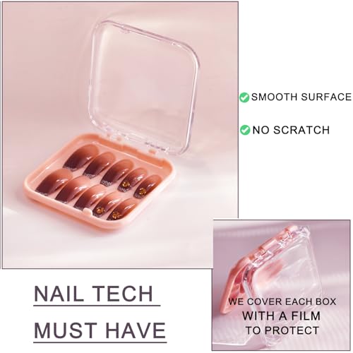 14 Pcs Press On Nail Packaging Boxes - Pink Acrylic Storage Case with Tape