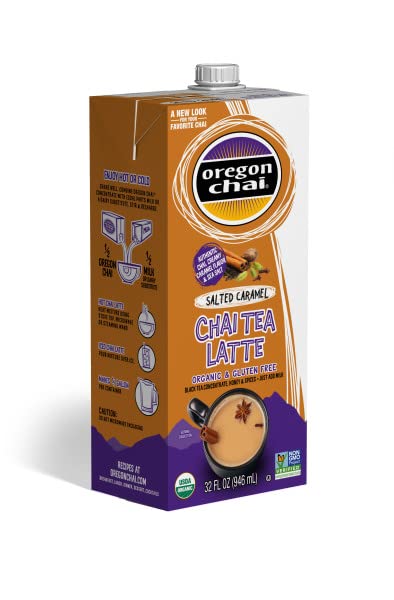 Oregon Chai Salted Caramel Tea Latte Concentrate, 32 Fl Oz (Pack of 6)