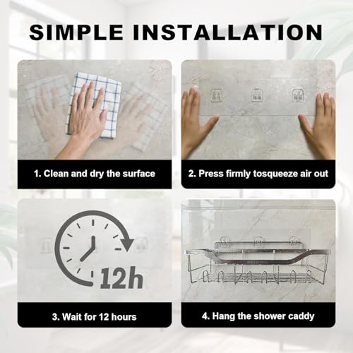 Heavy Duty Adhesive Shower Caddy Replacement Strips - 66lb Load Capacity