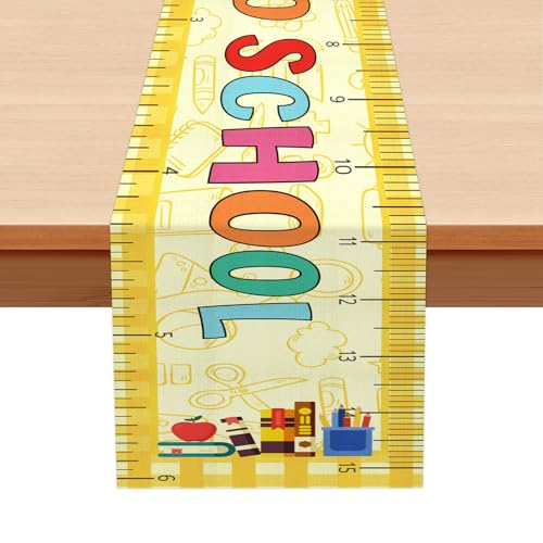 Back to School Ruler Table Runner (13x72 Inch) - Classroom Party Decor