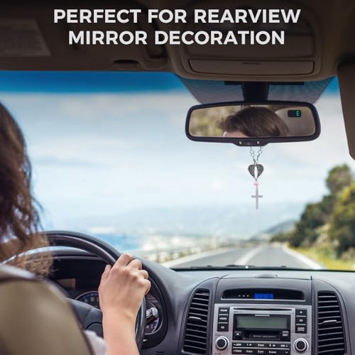 Cross Rear View Mirror Charm - Christian Car Hanging Ornament