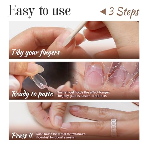 Short Press on Nails French Tip with Butterfly Design Fake Nails Kit