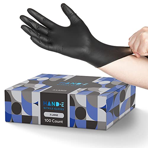 Hand-E Touch Black Nitrile Disposable Gloves - Large Pack of 100