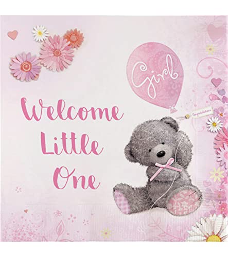 75-Pack Baby Girl Shower Napkins - Pink Teddy Bear Design