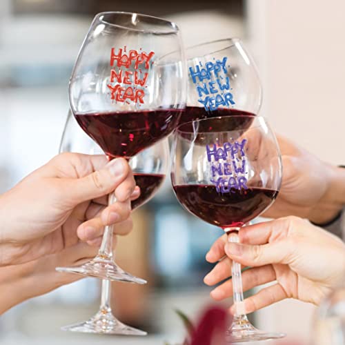 New Year Wine Glass Markers 12pc Reusable Vinyl Drink Decals - Balloons Variation