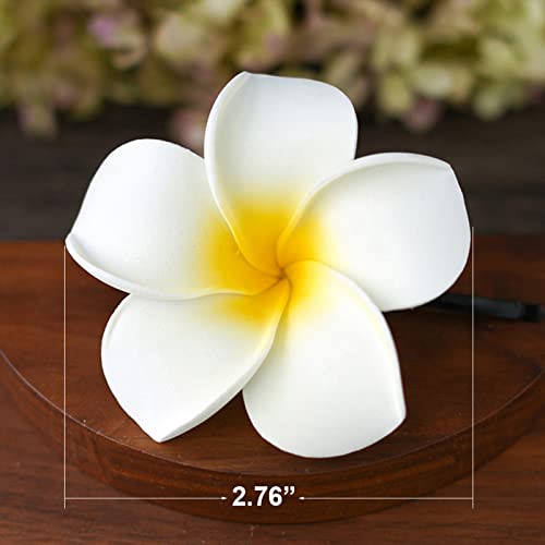 CBLUO 12 Pcs Plumeria Flower Hair Clips Hawaiian Luau Beach Hair Barrettes